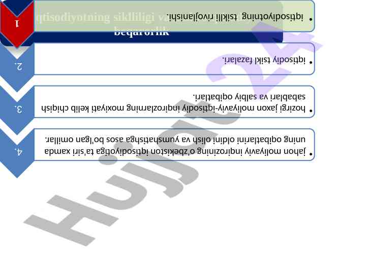 Iqtisodiyotning tsiklli rivojlanishi va inqirozlar turlari
