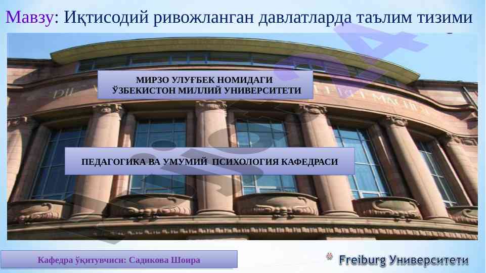 Iqtisodiy rivojlangan davlatlarda ta'lim tizimi