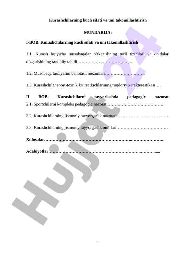 Kurashchilarning Kuch Sifati Va Uni Takomillashtirish