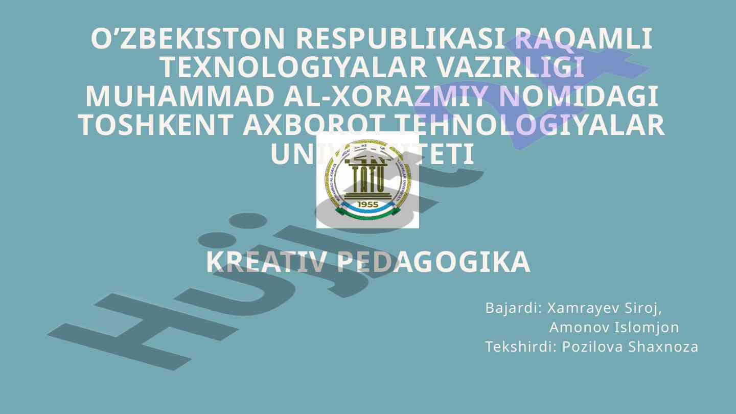 Kreativ loyihalarni ta'lim muhitida ishlab chiqish