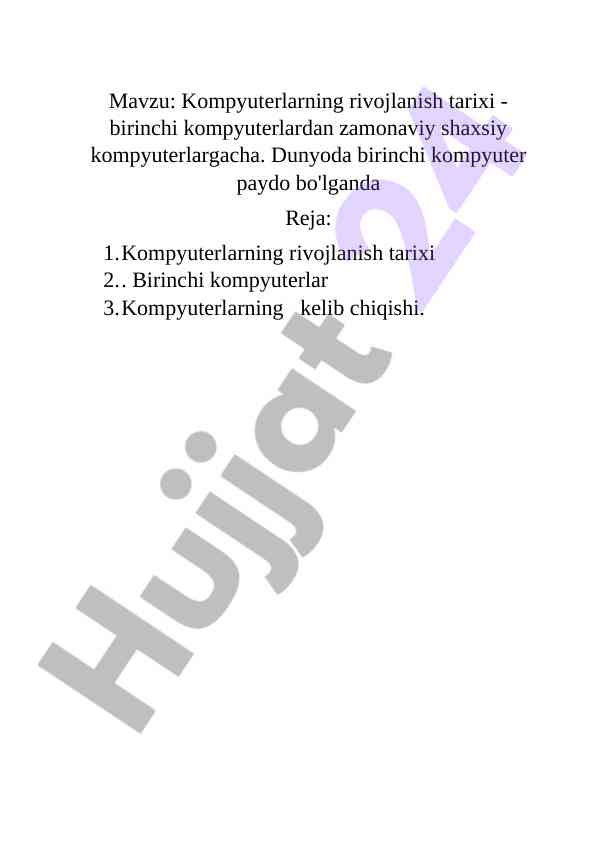 Kompyuterlarning rivojlanish tarixi haqida maqola