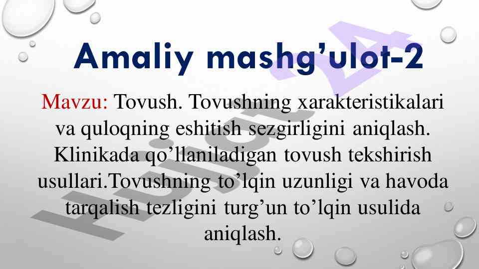 Tovush va uning xaraktеristikalari tahlili