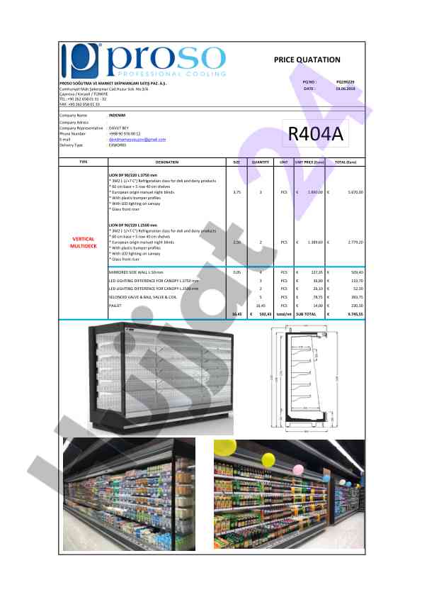 Refrigeration equipment sales agreement details