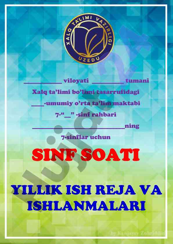 Sinf soati yillik ish reja va ishlanmalari