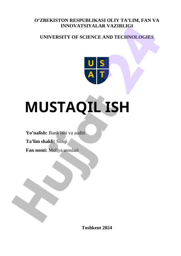 Moliya asoslari fanidan atamalar ro'yxati