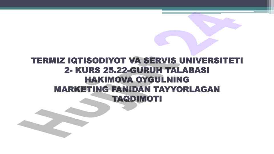 Marketing strategiyalari va yondashuvlari taqdimoti