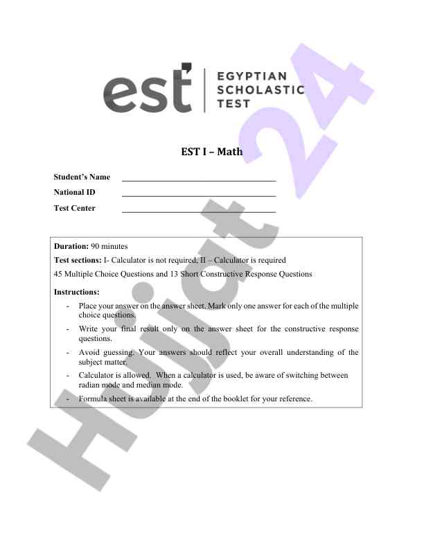 Math test instructions and guidelines overview