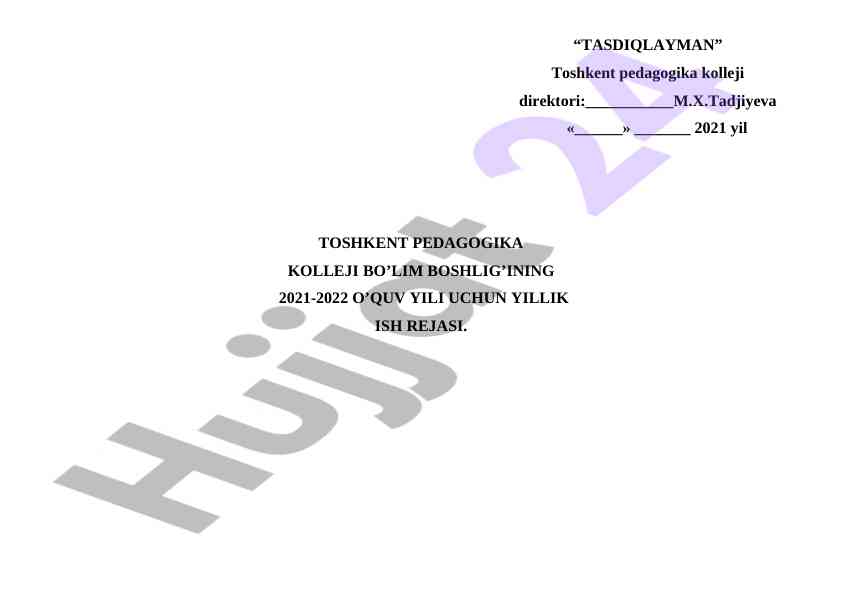 Yillik ish rejasi 2021-2022 o‘quv yili