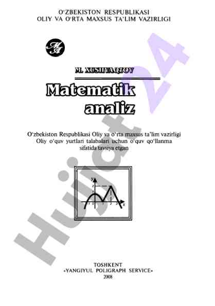 Matematik analiz o‘quv qo‘llanmasi talabalar uchun