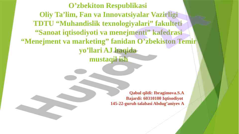 O’zbekiston temir yo’llari aj tarixi va asosiy foydalari