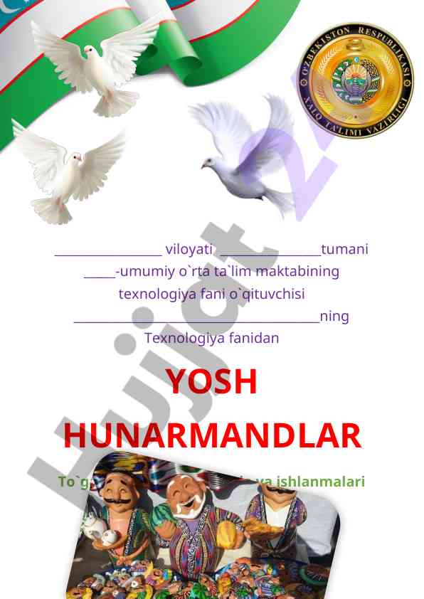 Yosh hunarmandlar to'g'araqi yillik ish reja