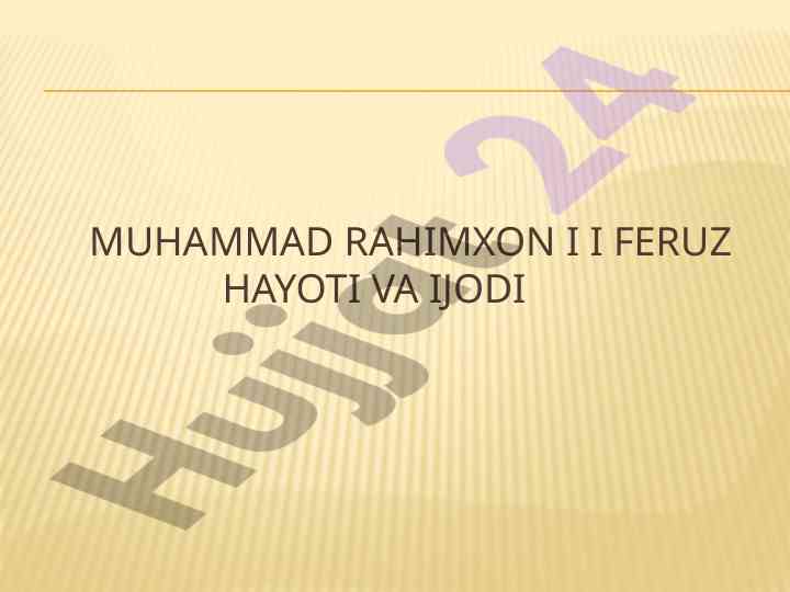 Feruz hayoti va ijodi tahlili