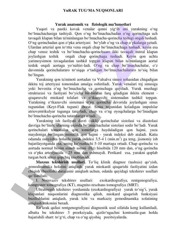 Yurak tug‘ma nuqsonlari fiziologiyasi