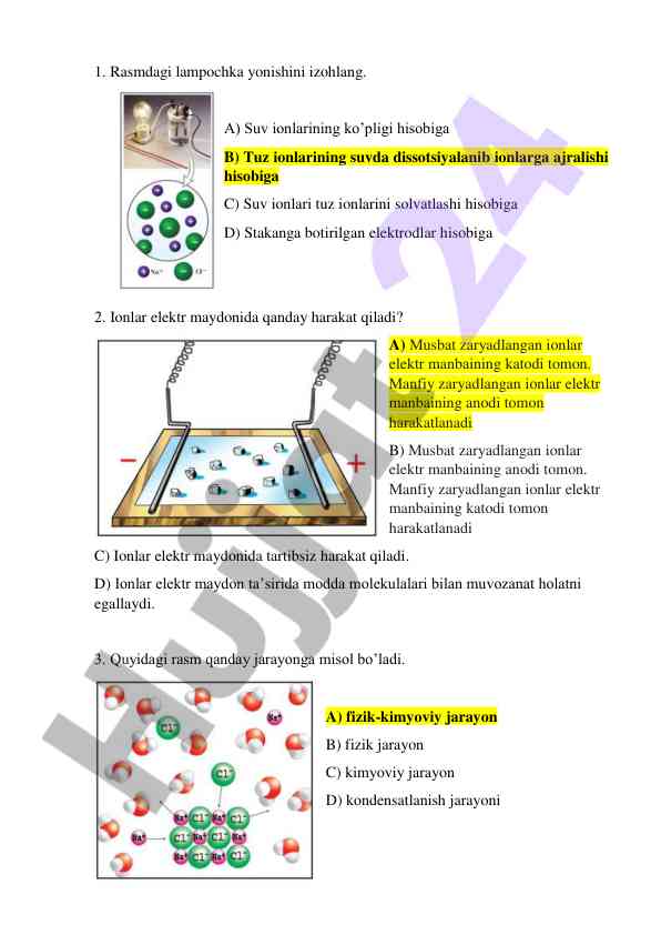 Ionlar harakati va jarayonlar tahlili