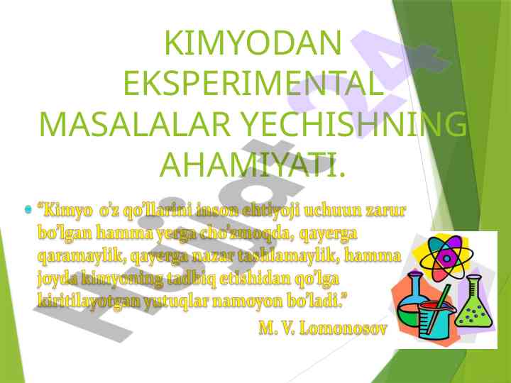 Kimyodan masalalarni yecha olishning ahamiyati