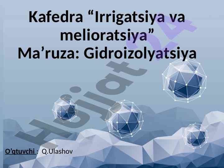 Gidroizolyatsiya metodlari va turlari