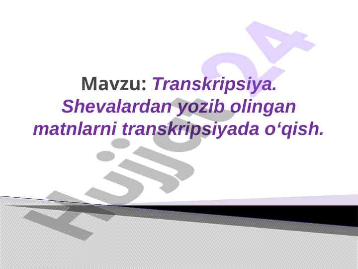Transkripsiya o‘qish usullari va belgilari