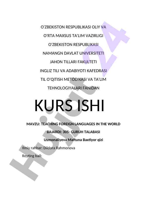 Ingliz Tillarini O'qitish Metodikasi