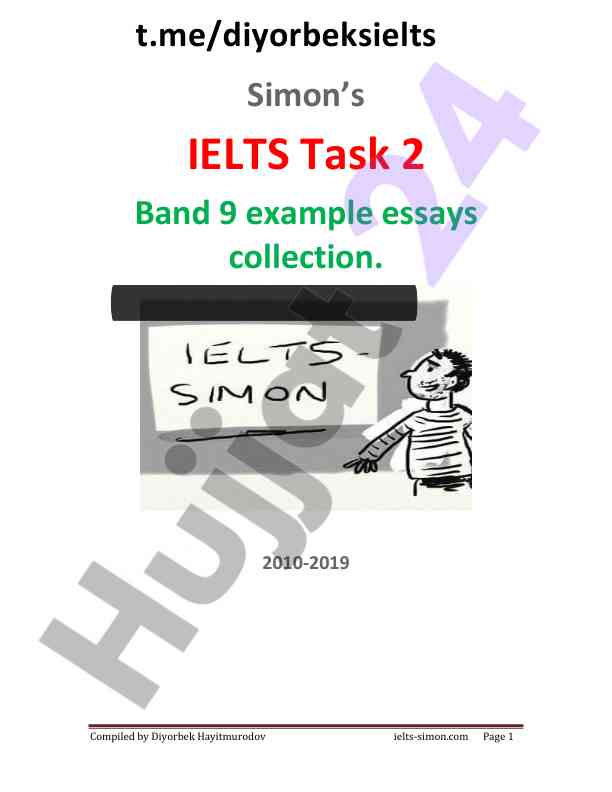 Ielts writing task 2 band 9 example essays collection