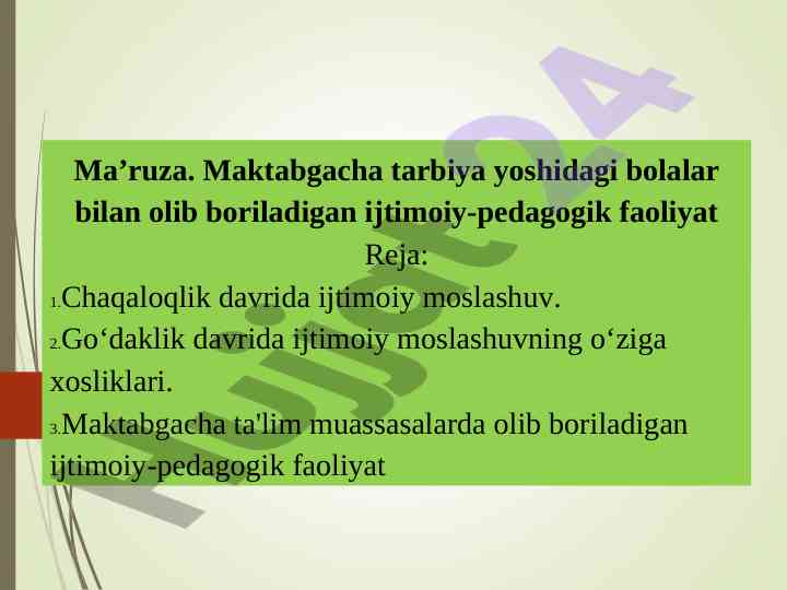 Ijtimoiy-pedagogik faoliyat maktabgacha ta'limda