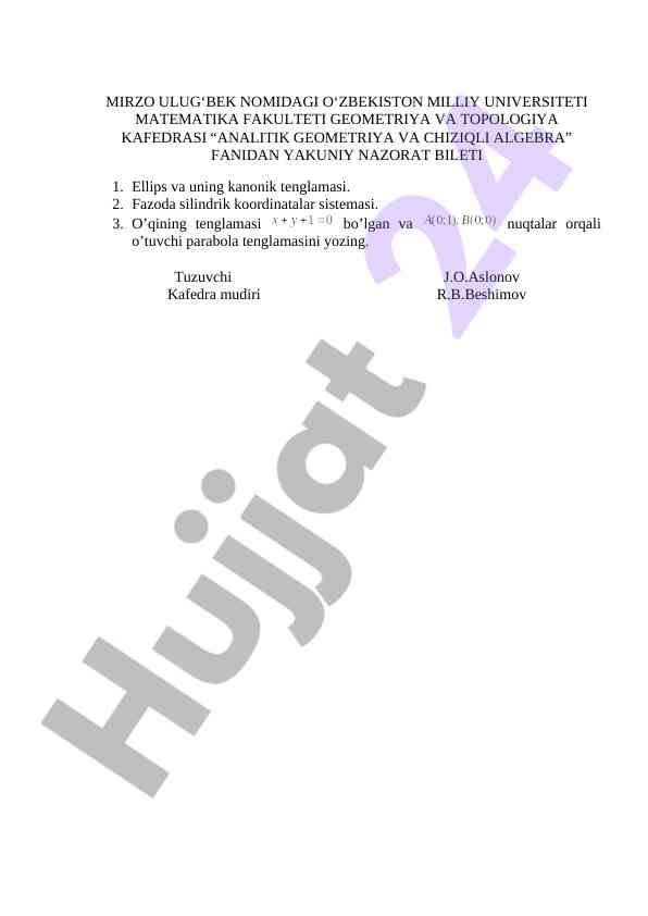 Analitik geometriya va chiziqli algebra