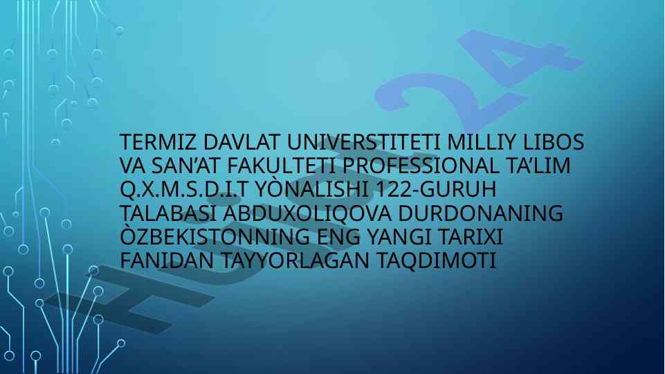 O'zbekistonning eng yangi tarixi taqdimoti