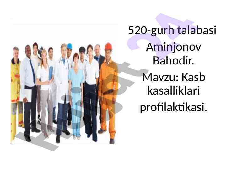 Kasb kasalliklari profilaktikasi bo‘yicha chora-tadbirlar