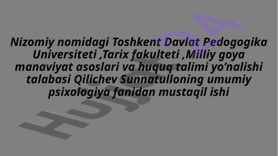 Diqqat haqida tushuncha va nerv-fiziologik asoslari
