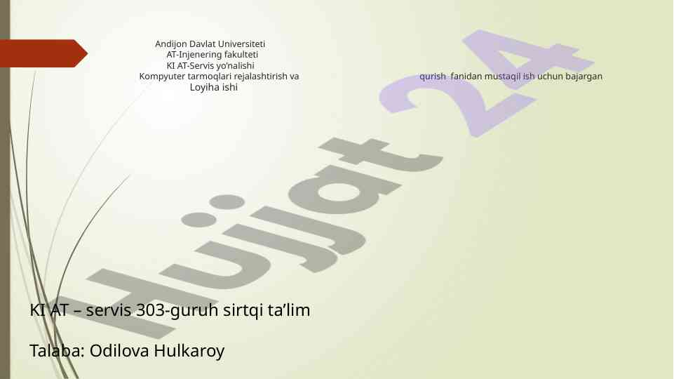 Simsiz tarmoqlar bilan ishlash loyihasi