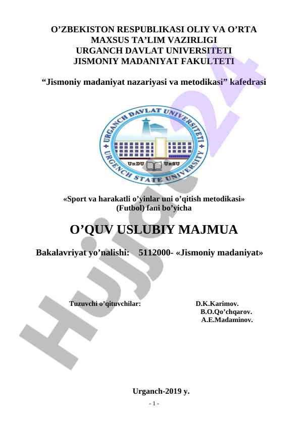 Sport va harakatli o'yinlar o'qitish metodikasi