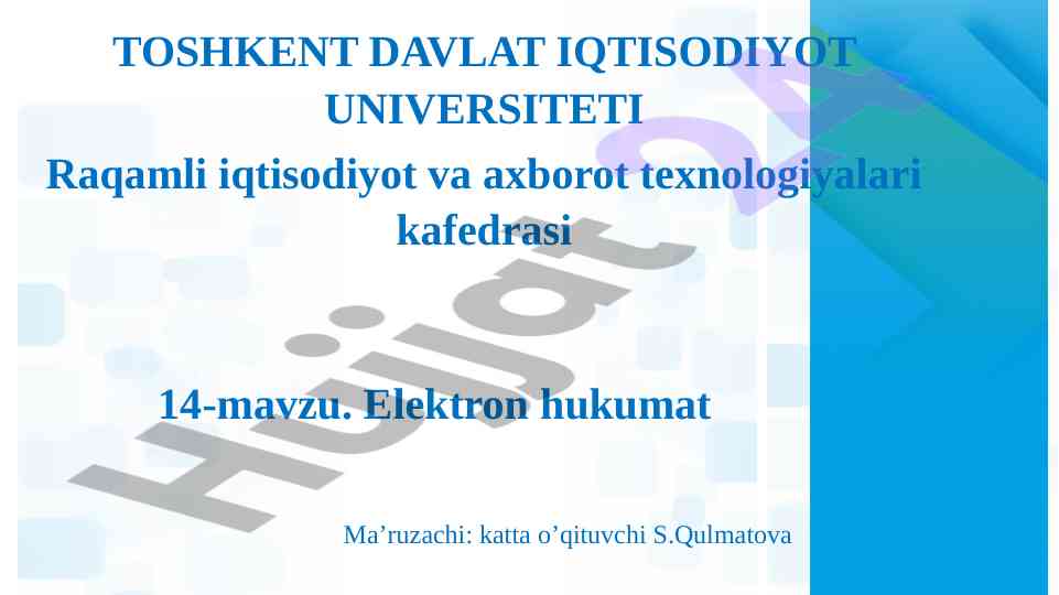 Elektron hukumat va raqamli iqtisodiyot tahlili