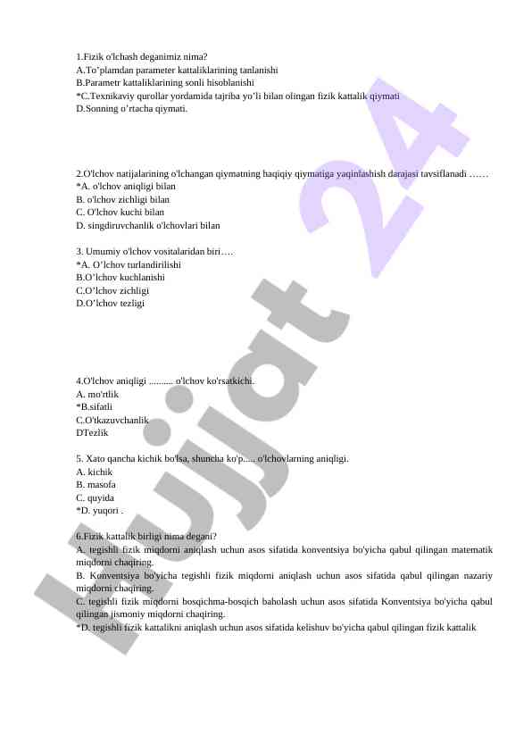 Fizik o'lchash va o'lchov aniqligi