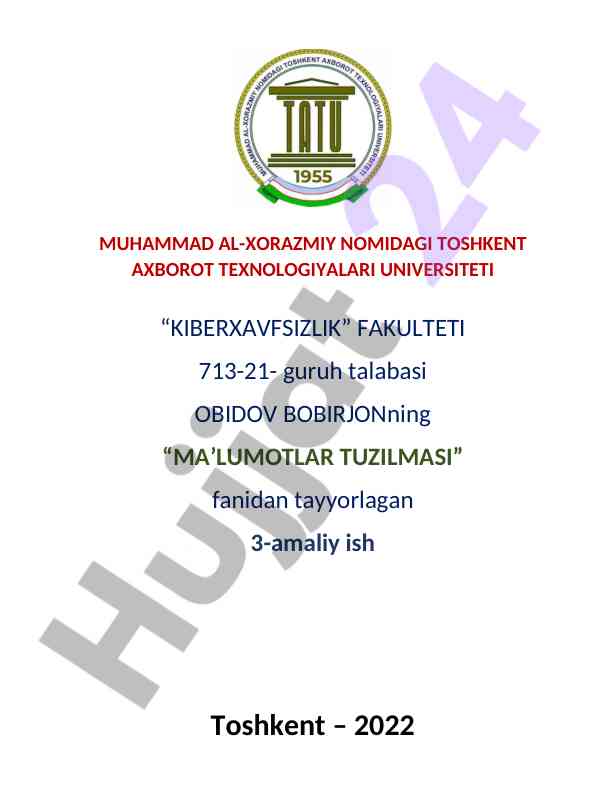 Kamayish tartibida ro'yhatlar tuzilishi amaliy ish