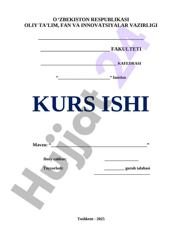 Kurs ishi mavzu o‘rganilishi haqida