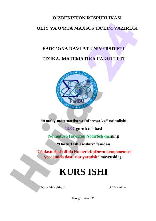 Dasturlash asoslari c# dasturlash tili