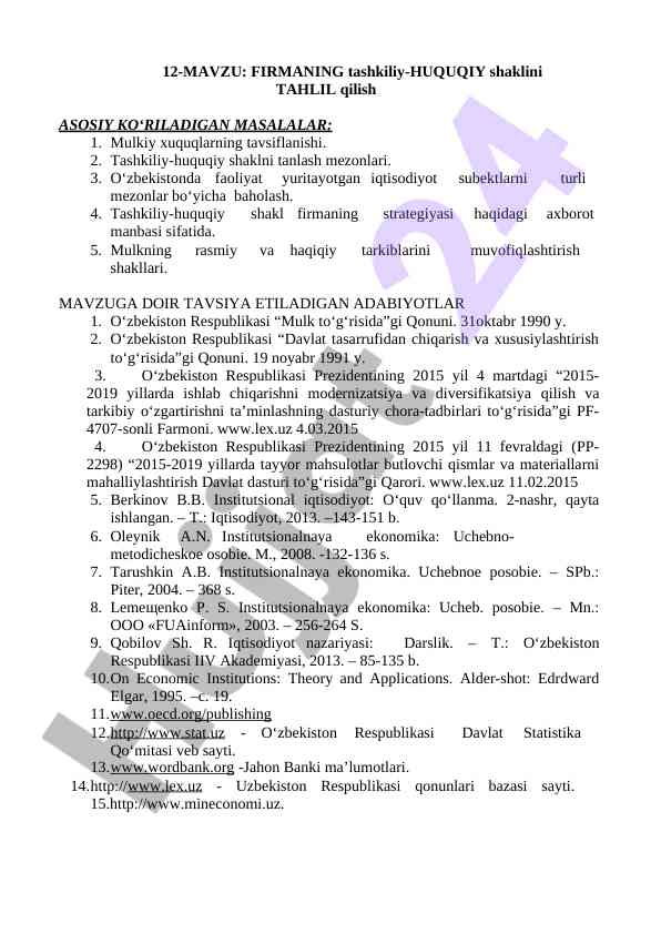 Firmaning tashkiliy-huquqiy shakli tahlili