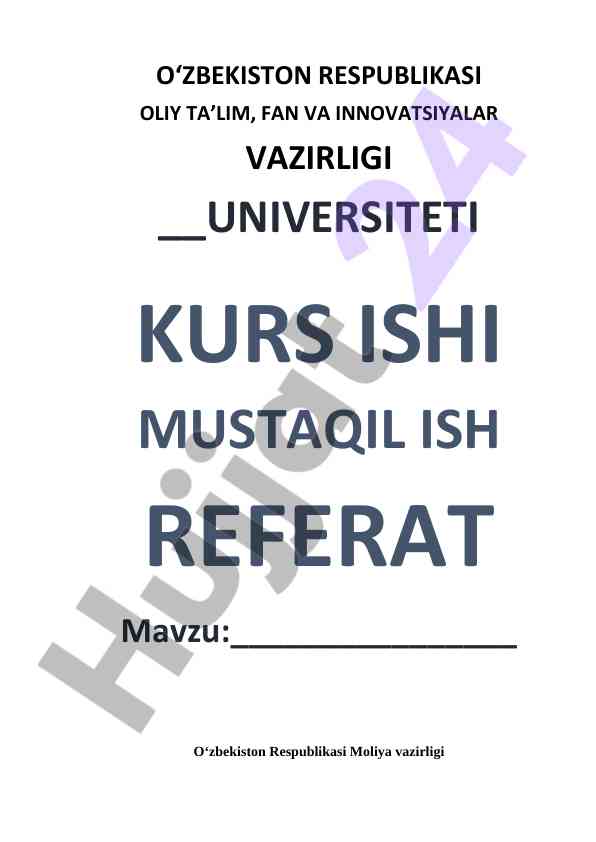O'zbekiston Respublikasi Moliya Vazirligi