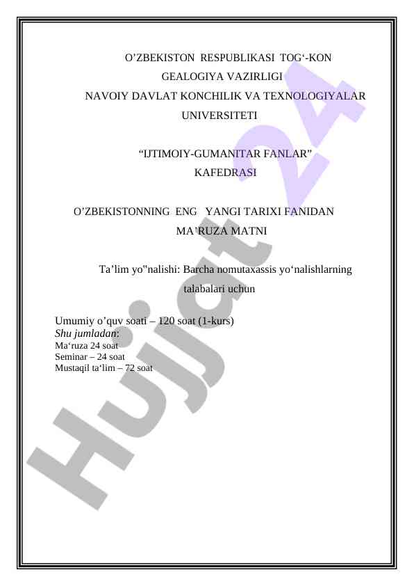 O‘zbekistonning eng yangi tarixi ta’lim darslari