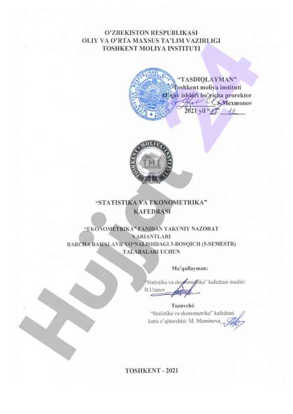 Ekonometrikada regressiya va korrelyatsiya tahlili