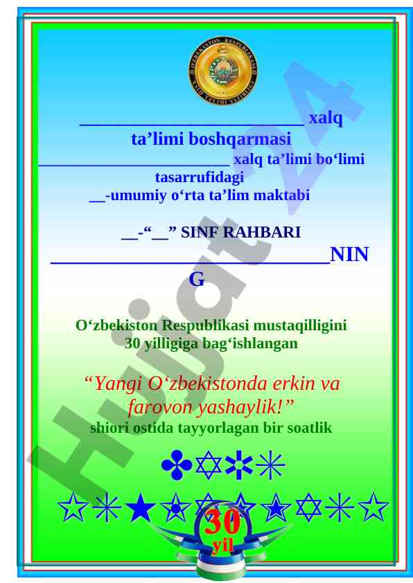 Yangi o'zbekistonda erkin va farovon yashaylik