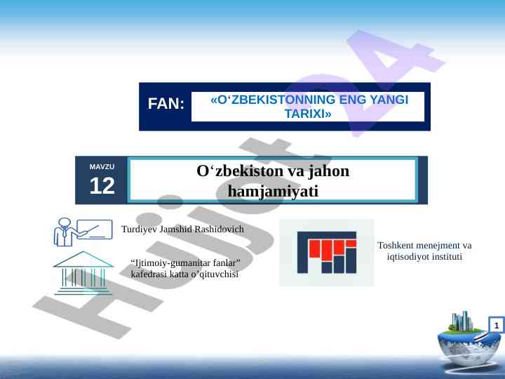 O‘zbekistonning eng yangi tarixi va tashqi siyosati