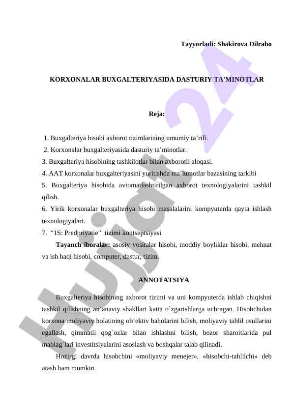 Buxgalteriya hisobi axborot tizimlari ta'rifi