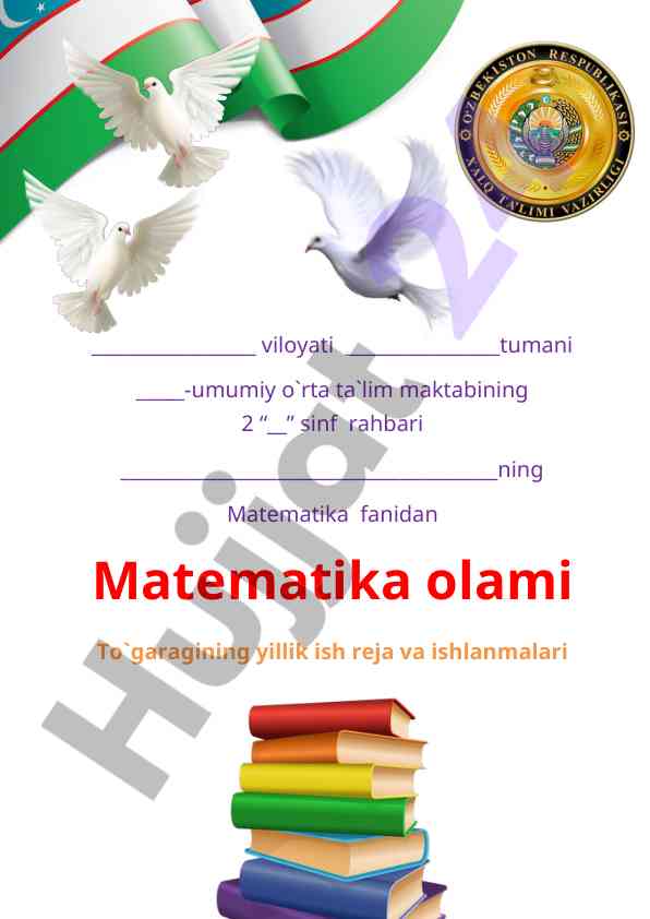 Matematika olami to`garagining yillik ish reja