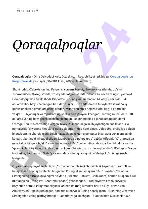 Qoraqalpoq xalqining tarixi va madaniyati