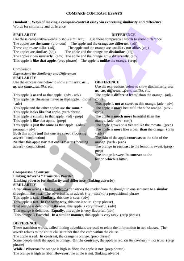 Compare contrast essays techniques for effective writing