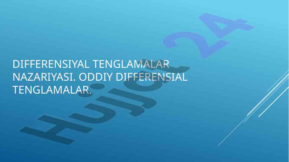Oddiy differensial tenglamalar nazariyasi