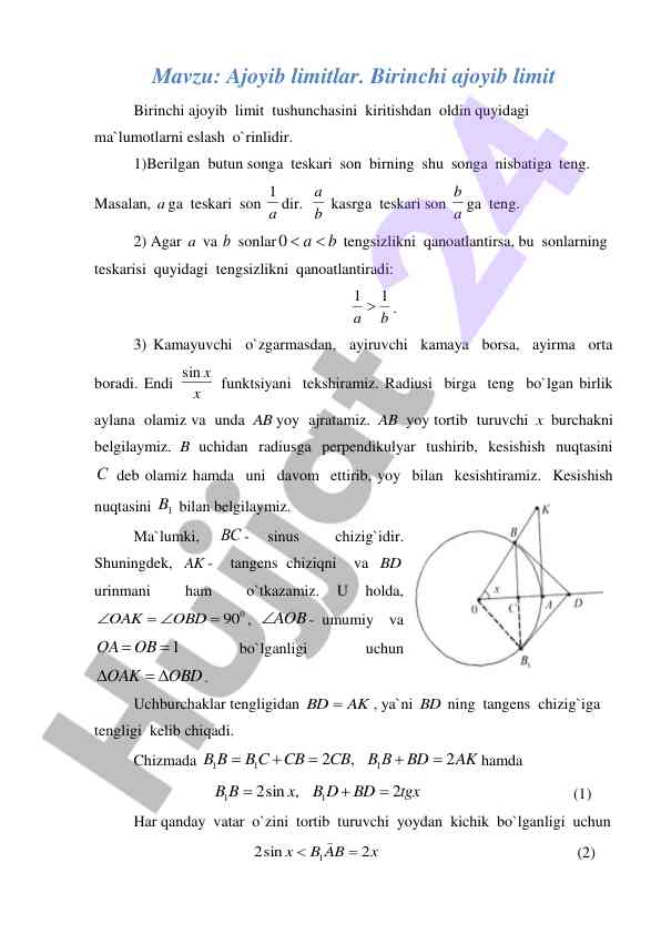 Ajoyib limitlar tushunchasi va hisoblash usullari