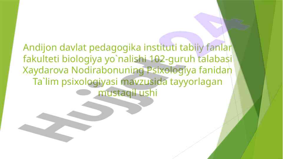 Ta'lim psixologiyasi va o'qituvchi funktsiyalari