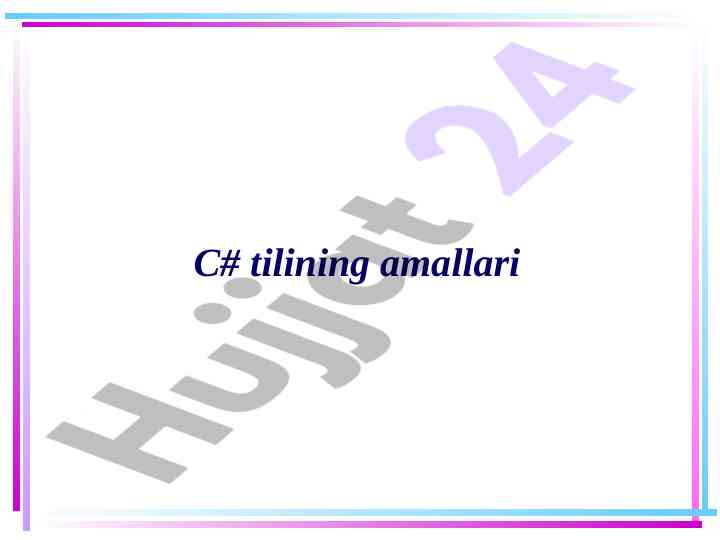 C# tilining arifmetik amallari
