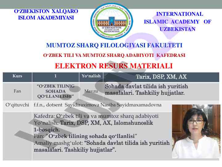 O'zbek tilining sohada qo'llanilishi